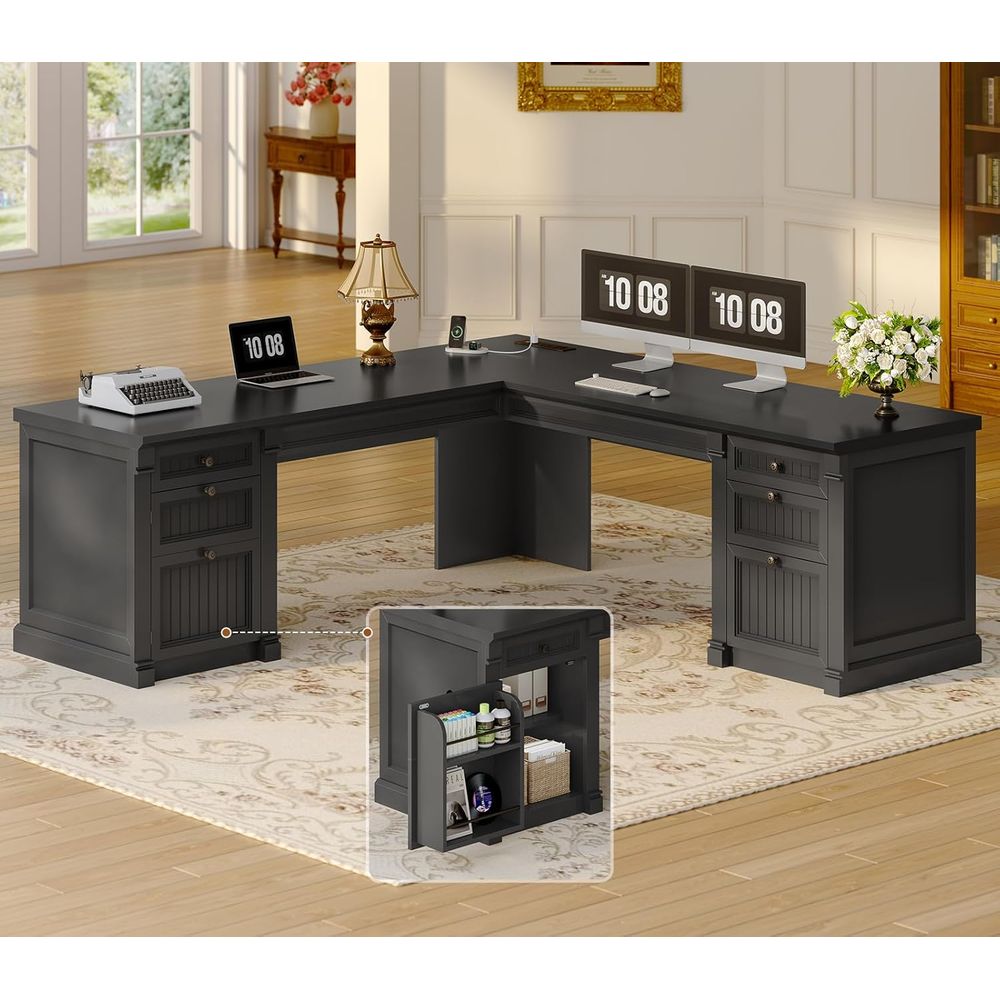 Home Office L Shaped Desk - L Shaped Desk with 4 Ders,