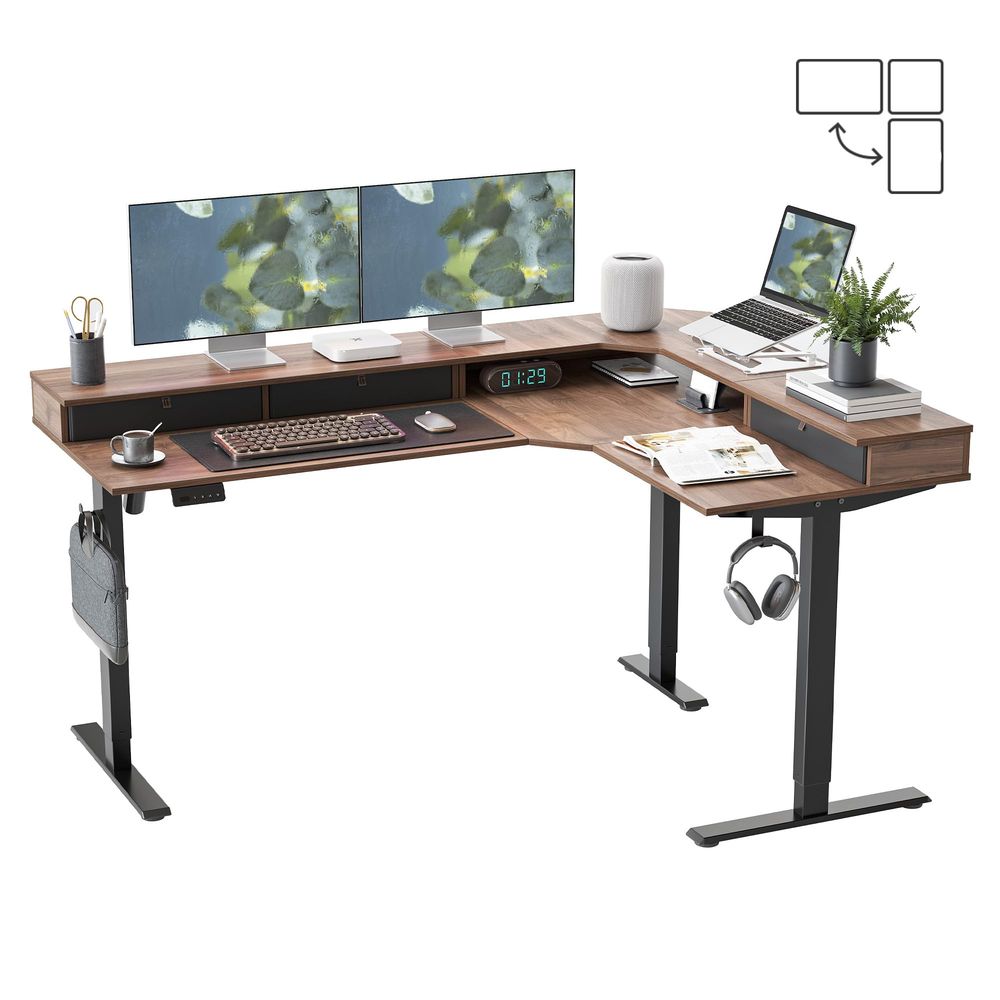 Home Office L Shaped Desk - L Shaped Electric Standing Desk, 63x48