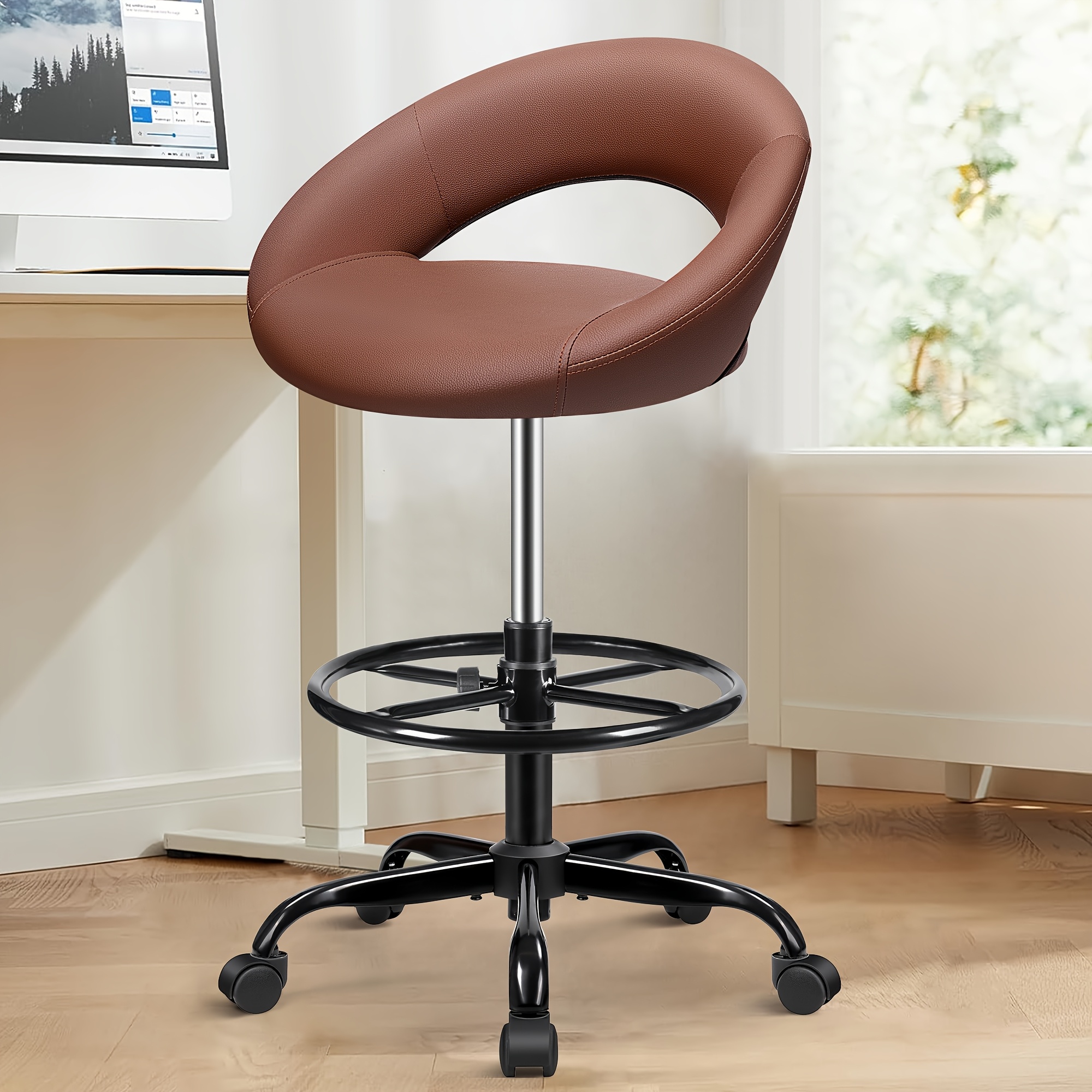 Home Office Ergonomics - Ergonomic Drafting Chair - PU Leather