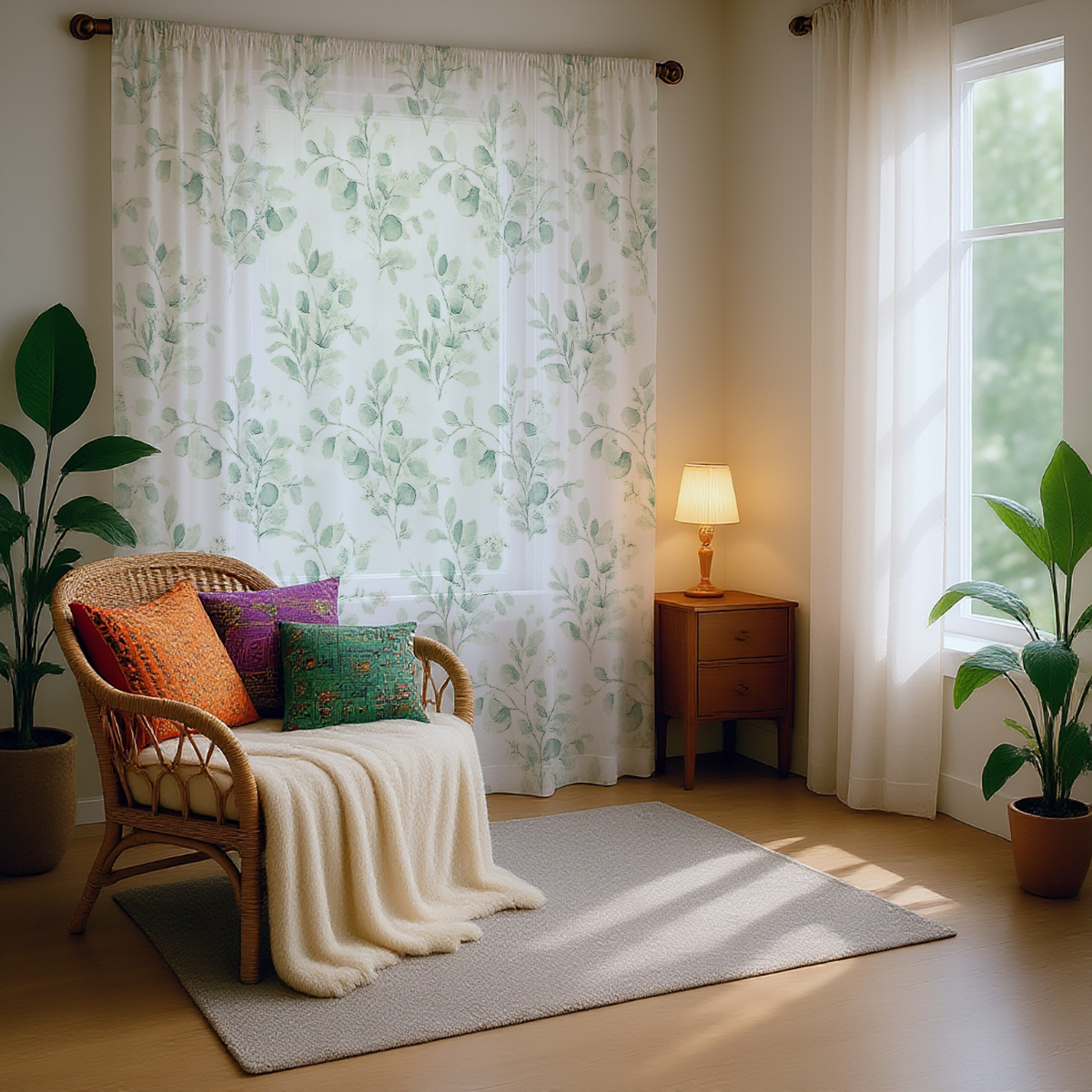Home Office With Plants - 1 Piece Green Branch & Bud
