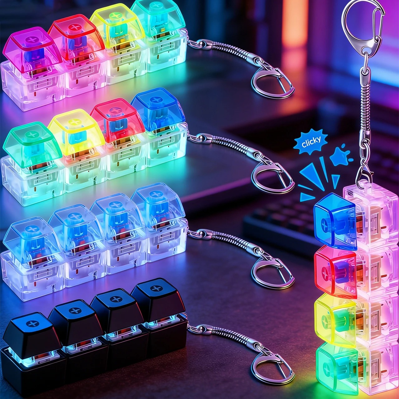 Home Office Word - LED Light Up Keyboard Keychain with