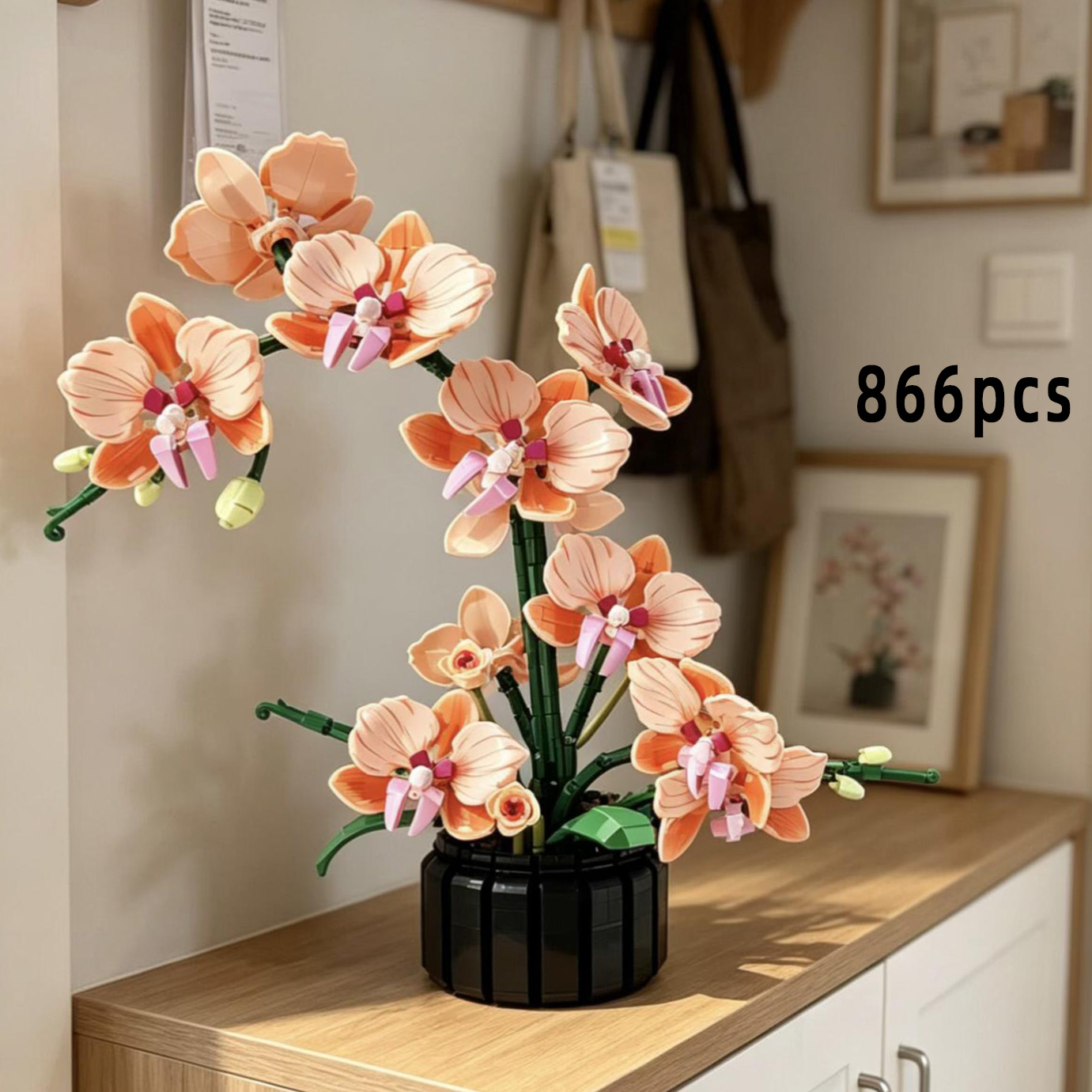 Home Office Word - Orange Phalaenopsis Orchid Building Block Flower
