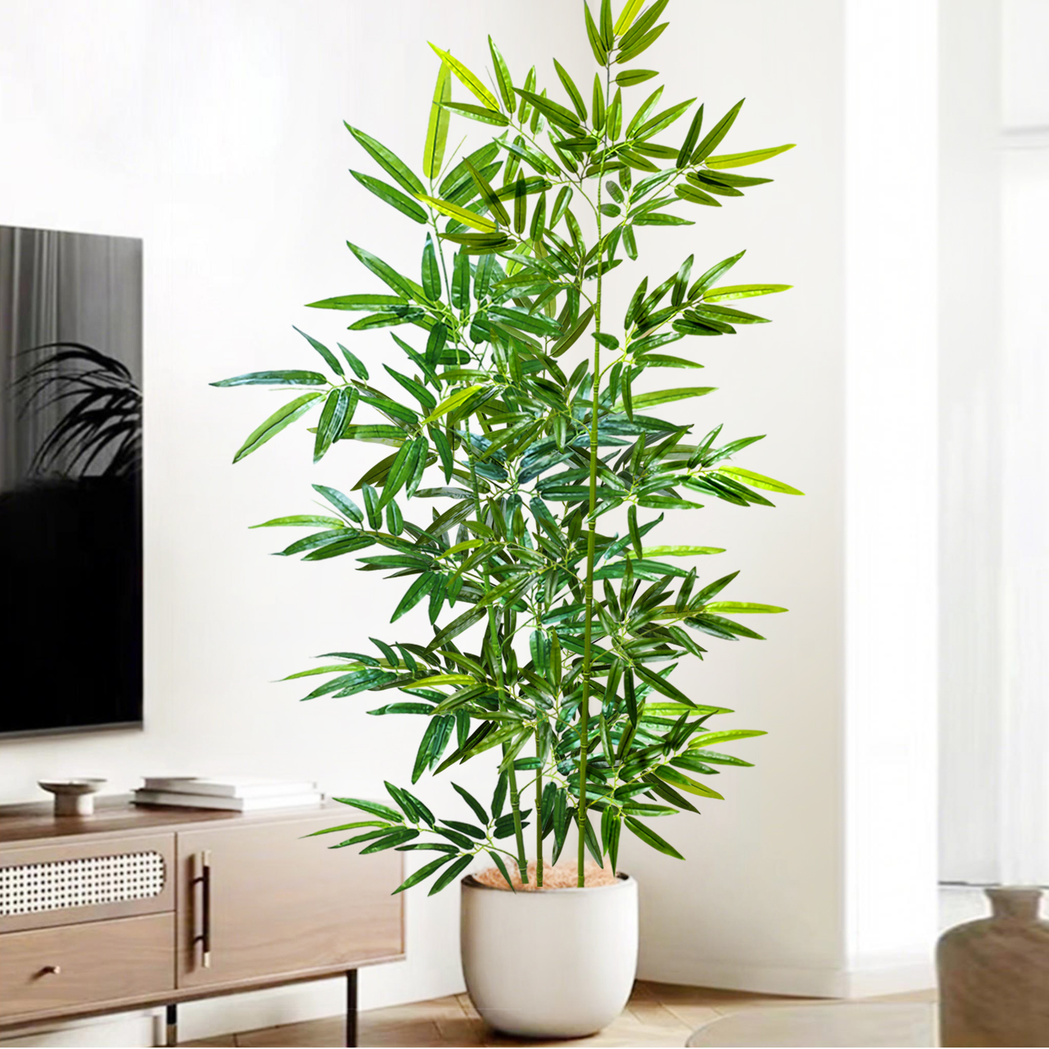 Home Office Word - 120-240cm/94.4in Artificial Green Bamboo Leaves, Fake