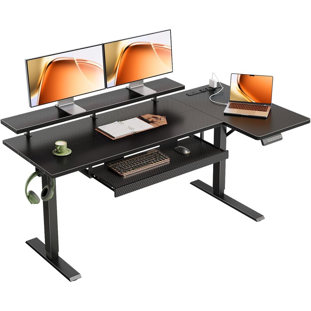 Home Office L Shaped Desk - 55 L-Shaped Electric Desk with Reversible
