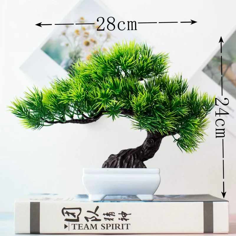 Home Office Word - 1pcs Artificial Green Plants Bonsai Pine
