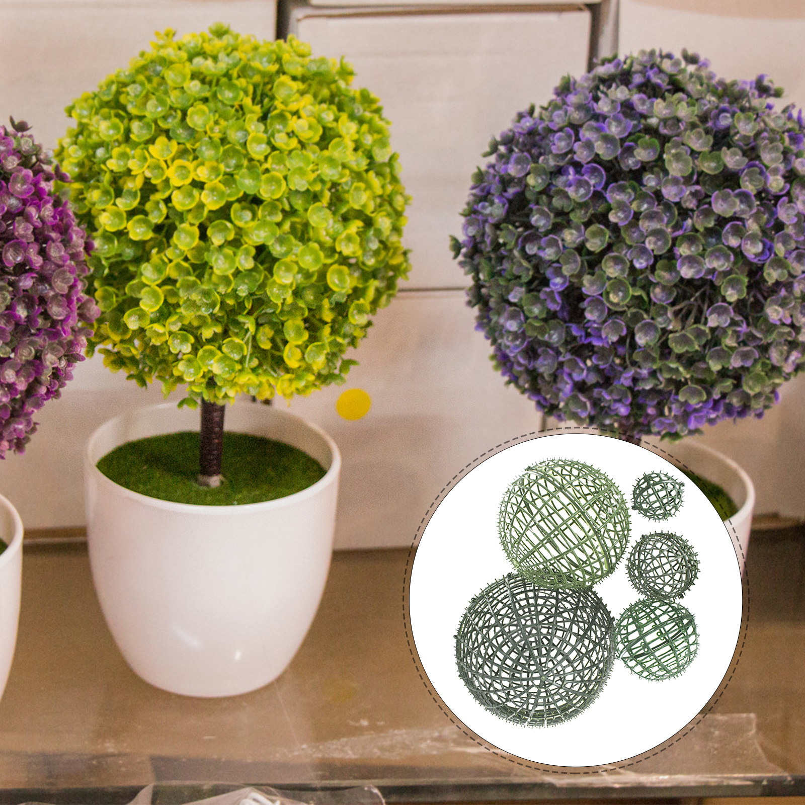 Home Office With Plants - 5Pcs Artificial Flower Plant Topiary Ball