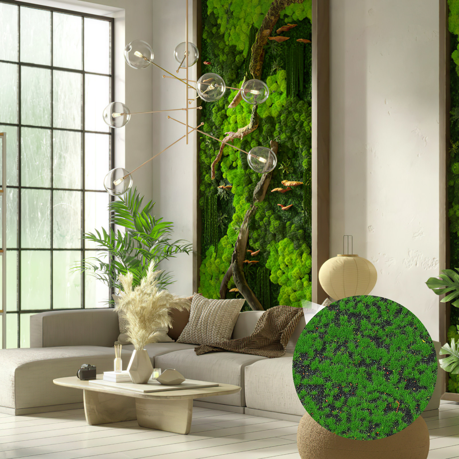 Home Office With Plants - Artificial Moss Grass Simulation Fake Green