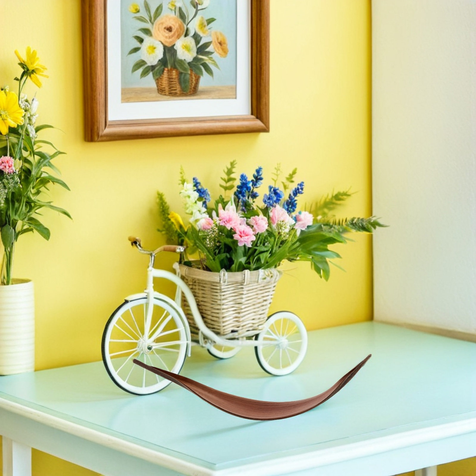 Home Office With Plants - Lifelike Dried Wooden Leaf Crafts Desktop