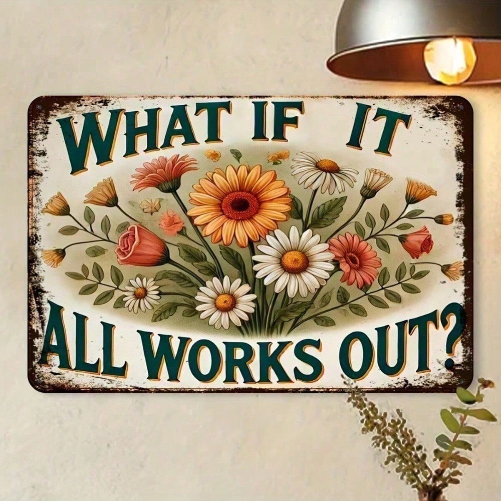 Home Office What Is It - Vintage Floral Metal Tin Sign What