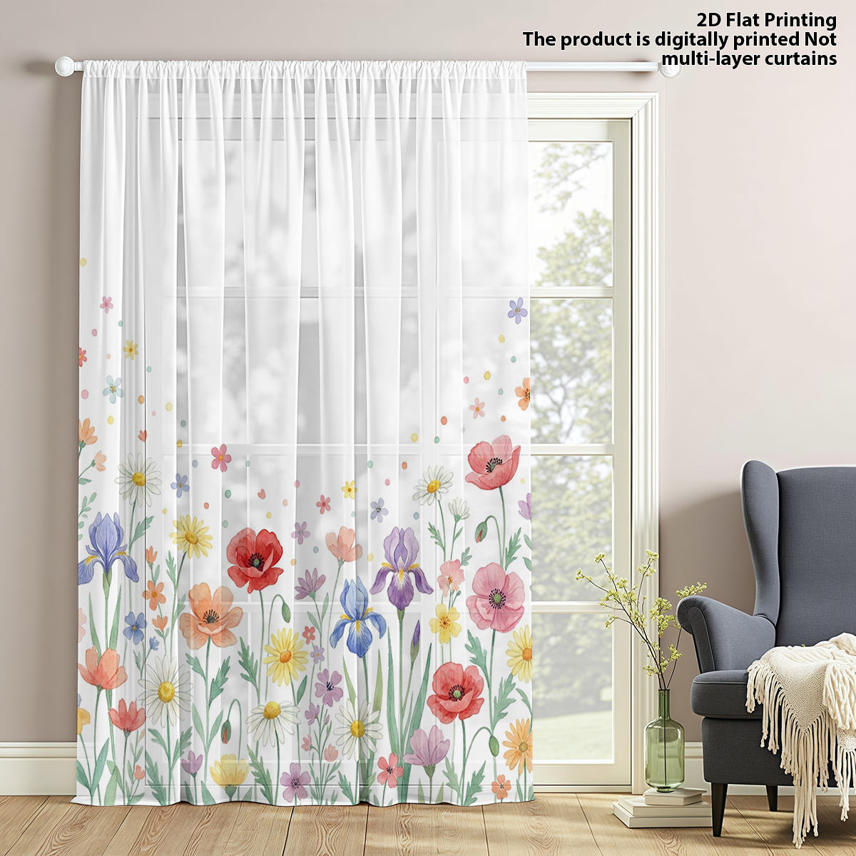Floral Privacy Sheer Curtain,G - Home Office With Plants recensie en prijs