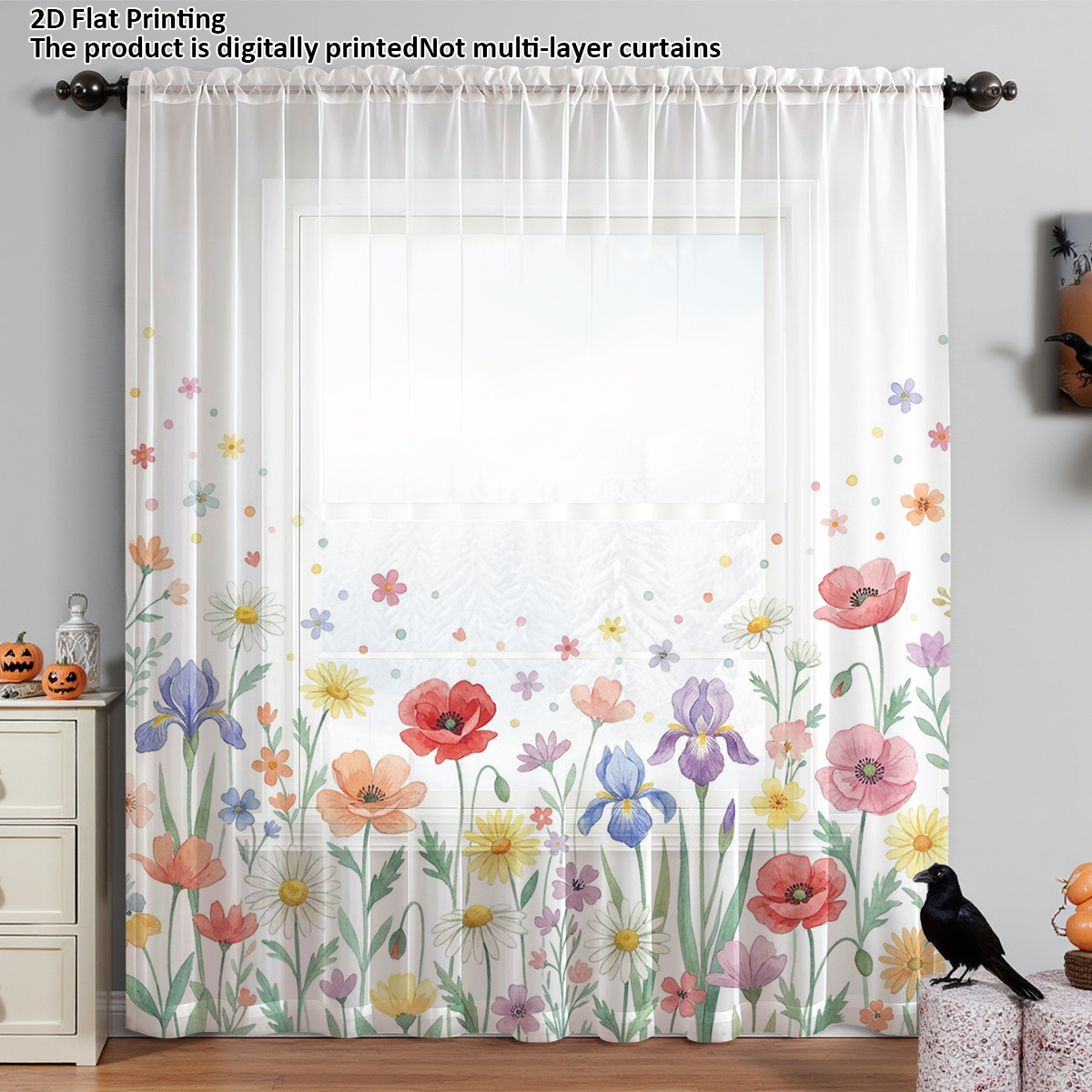 Floral Privacy Sheer Curtain,G - Home Office With Plants recensie en prijs