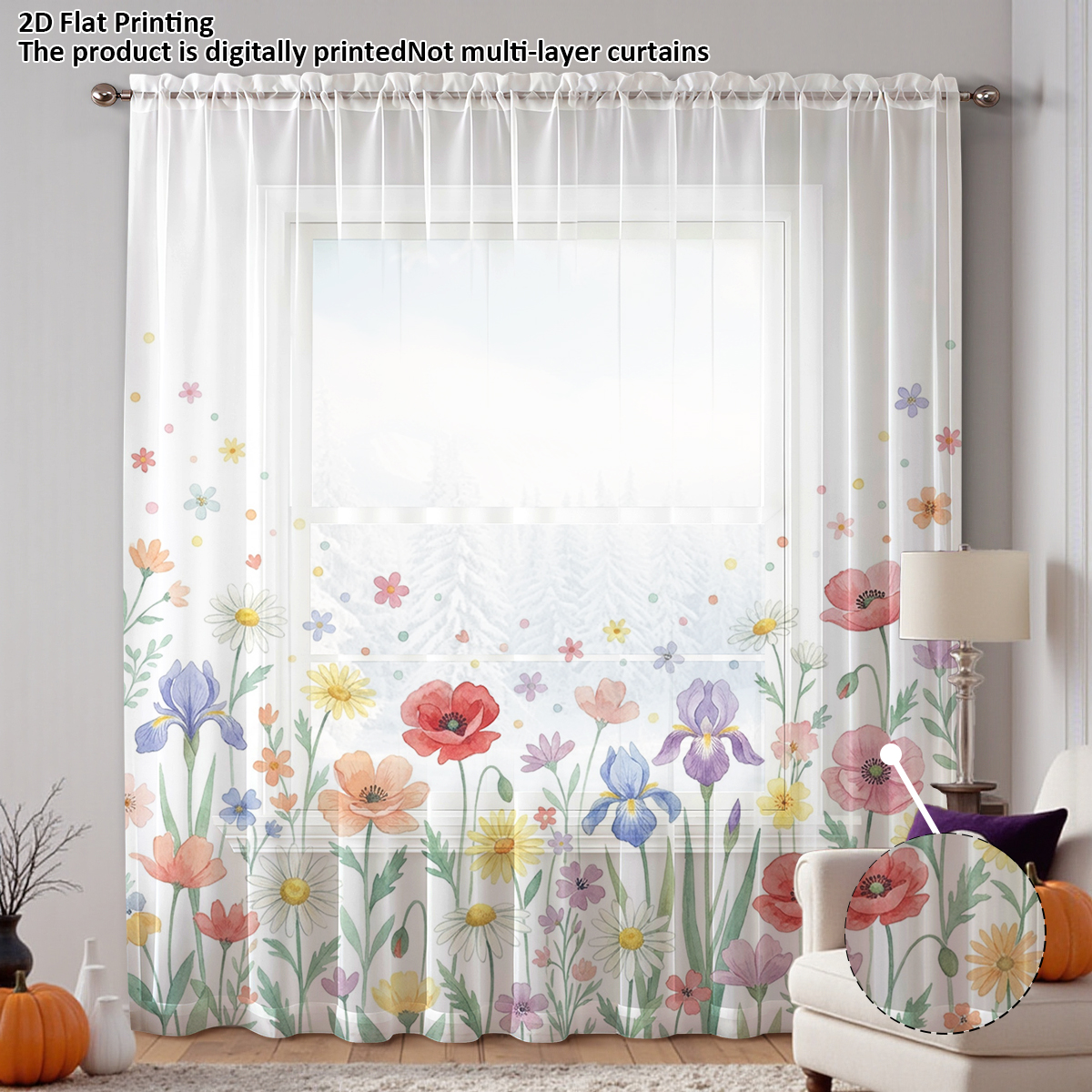 Floral Privacy Sheer Curtain,G - Home Office With Plants recensie en prijs