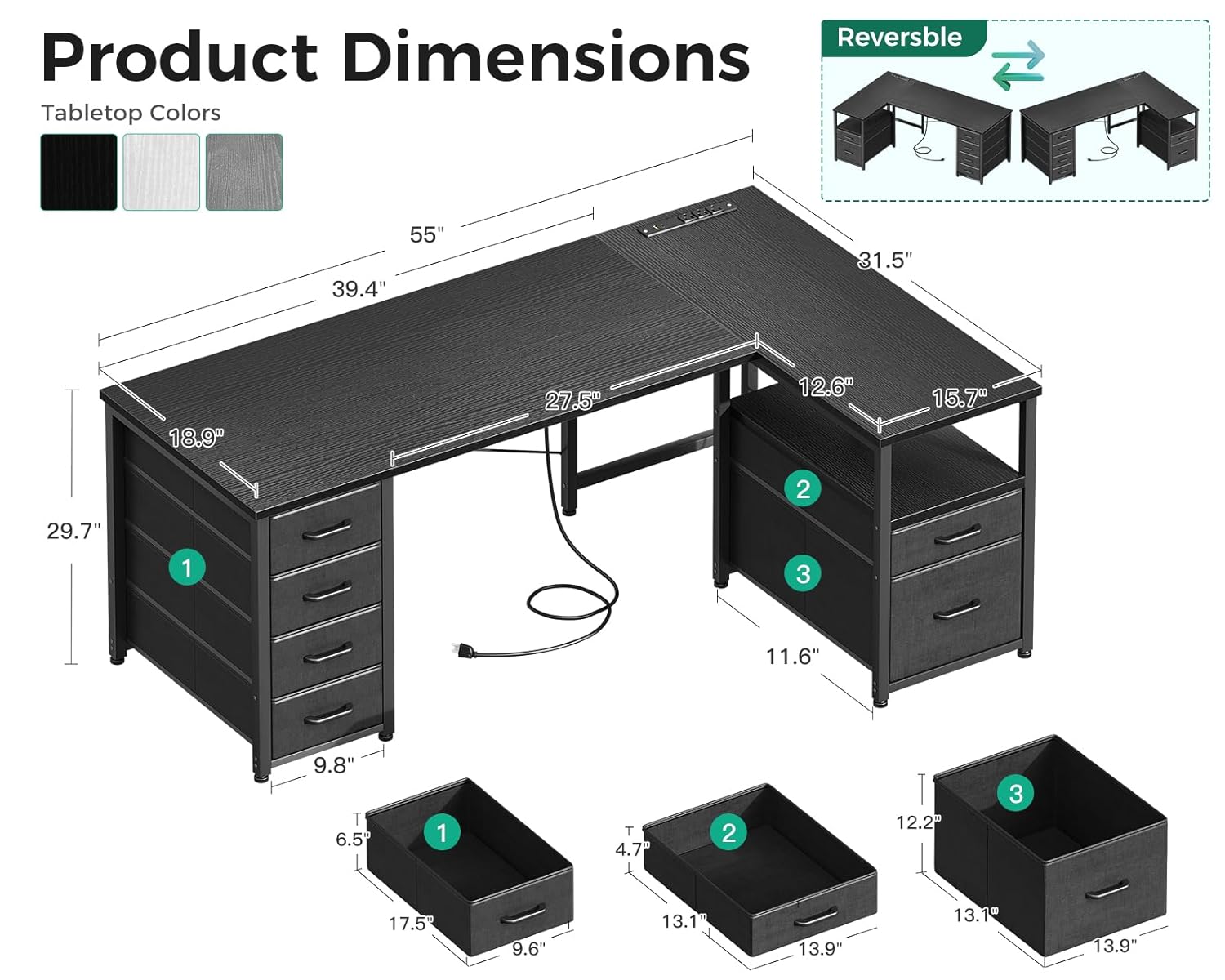 L Shaped Computer Desk 55 Inch - Home Office L Shaped Desk recensie en prijs