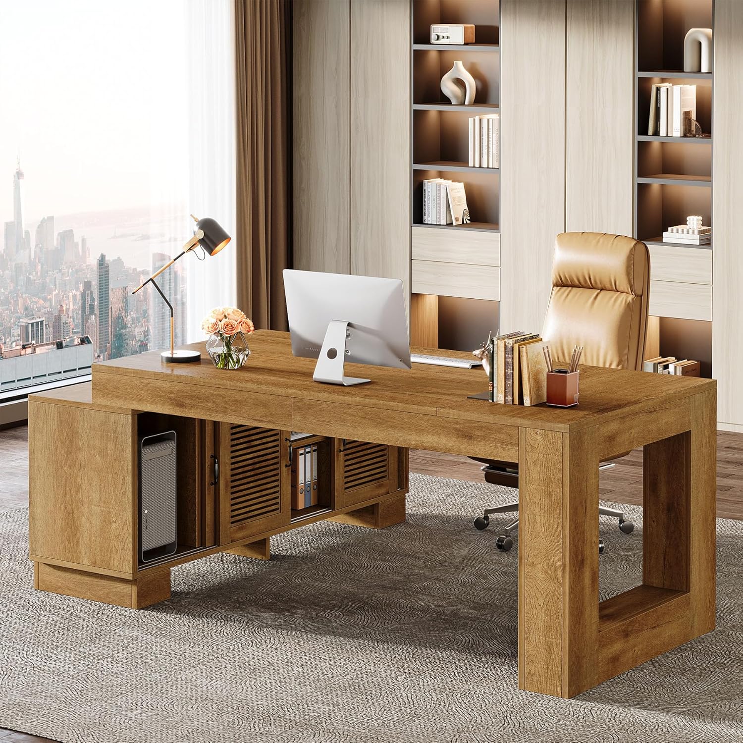L Shaped Desk Storage 2Tier Sh - Home Office L Shaped Desk recensie en prijs