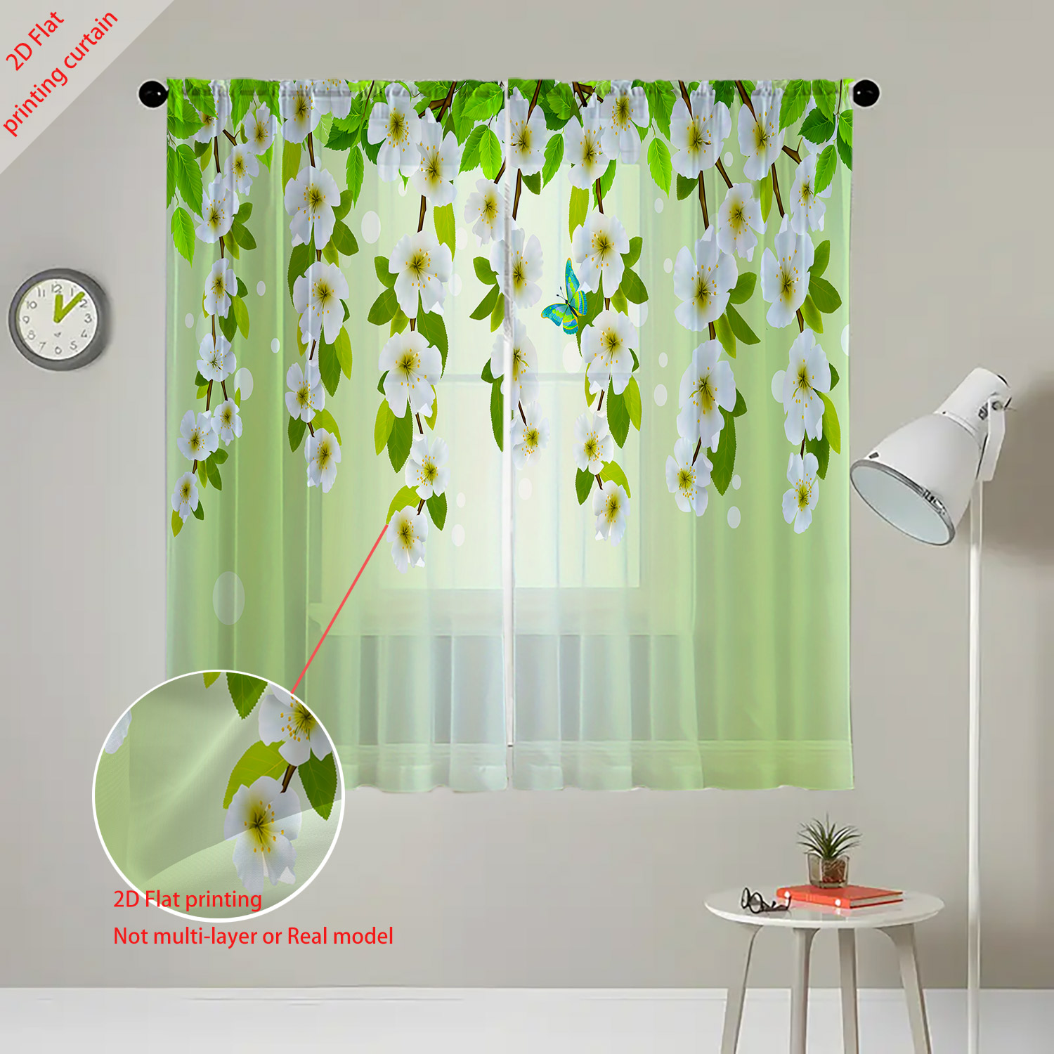 Printed transparent gauze curt - Home Office With Plants recensie en prijs