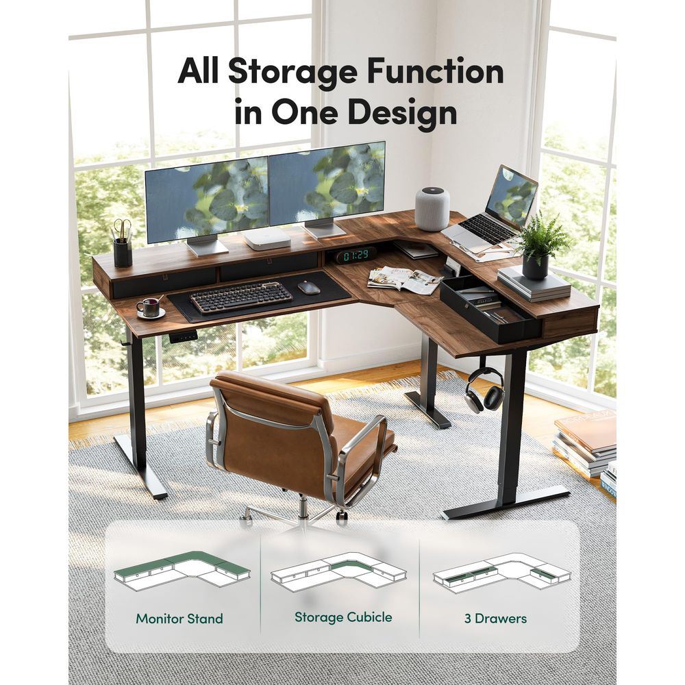 L Shaped Electric Standing Des - Home Office L Shaped Desk recensie en prijs