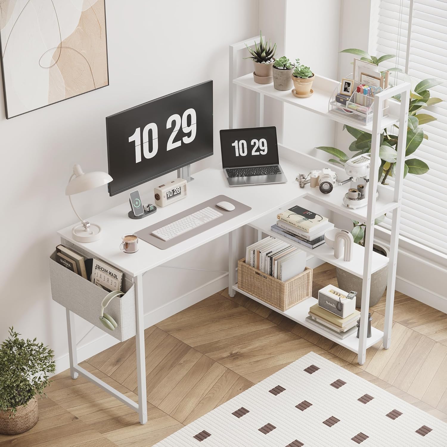 47 Inch Computer Desk with Boo - Home Office L Shaped Desk recensie en prijs