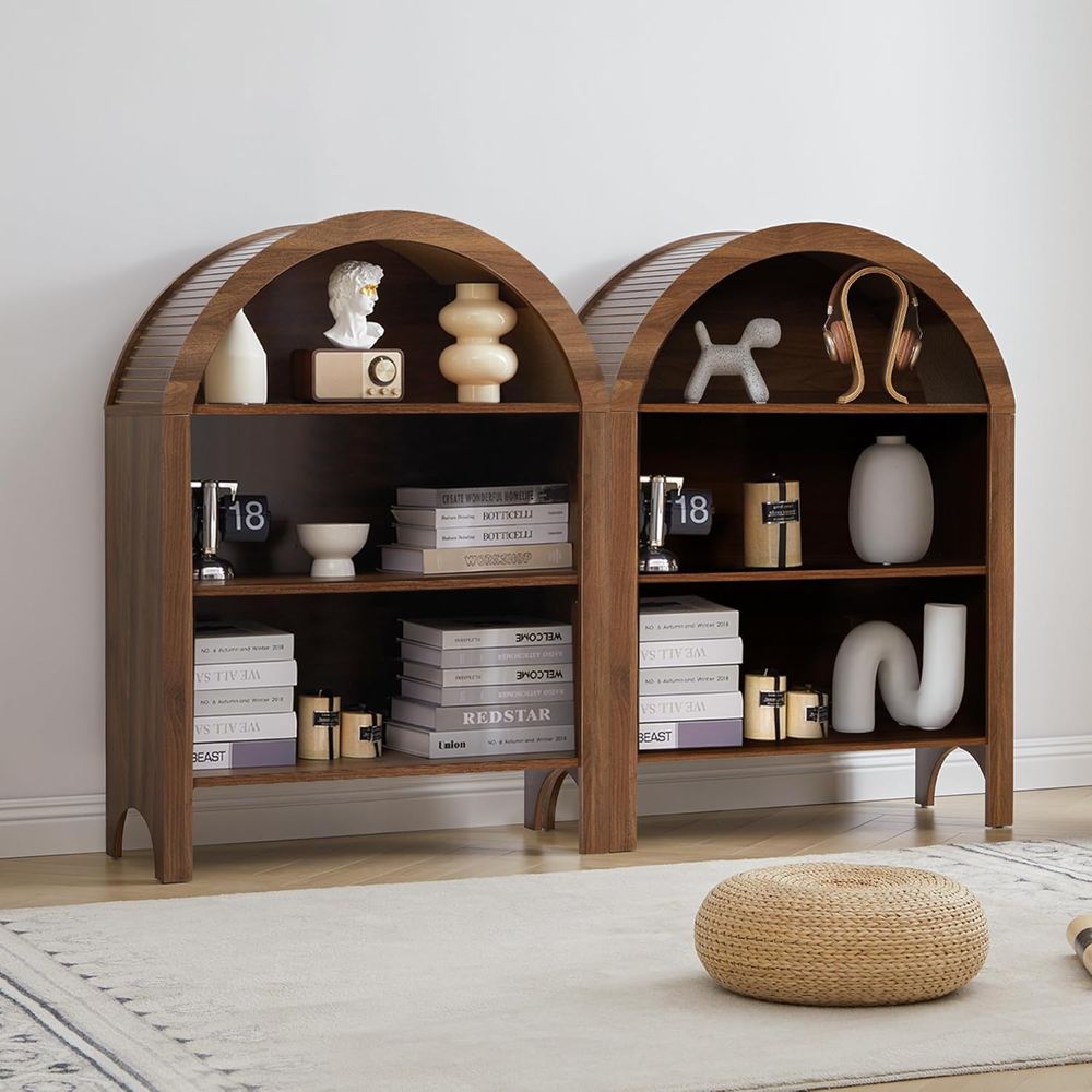 Walnut 3-Shelf Arched Bookcase - Home Office Or recensie en prijs