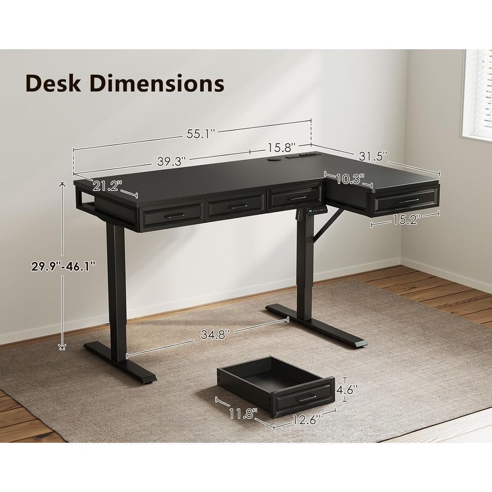 55 L-Shaped Electric Desk, Woo - Home Office L Shaped Desk recensie en prijs