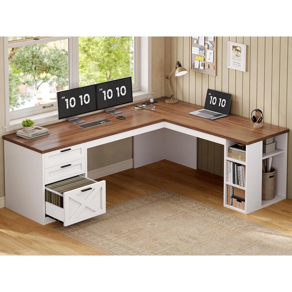 67 L-Shaped Desk with 3 Drawer - Home Office L Shaped Desk recensie en prijs