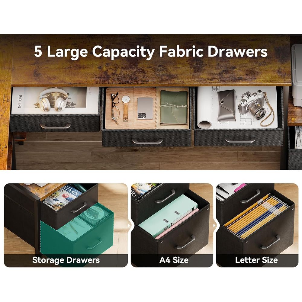 L-Shaped Desk with 5 Drawers,  - Home Office L Shaped Desk recensie en prijs