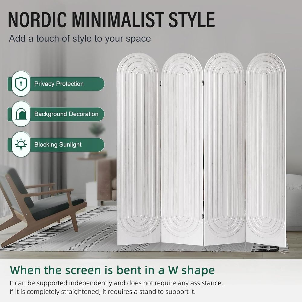4-Panel Arched Wooden Room Div - Home Office Or recensie en prijs