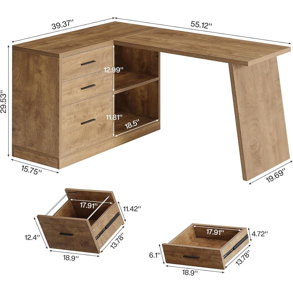 55 L-Shaped Computer Desk with - Home Office L Shaped Desk recensie en prijs