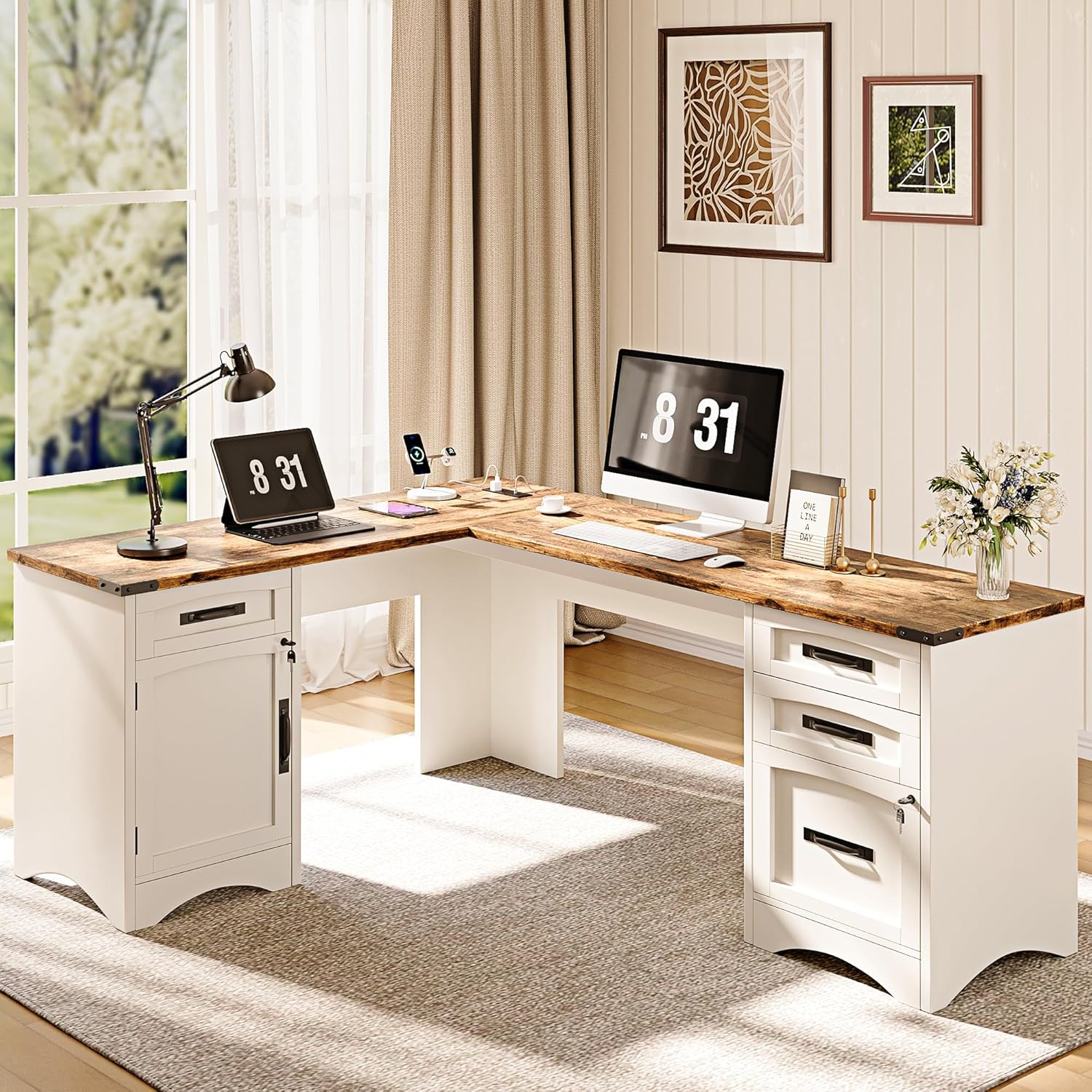 L-Shaped Executive Desk with D - Home Office L Shaped Desk recensie en prijs