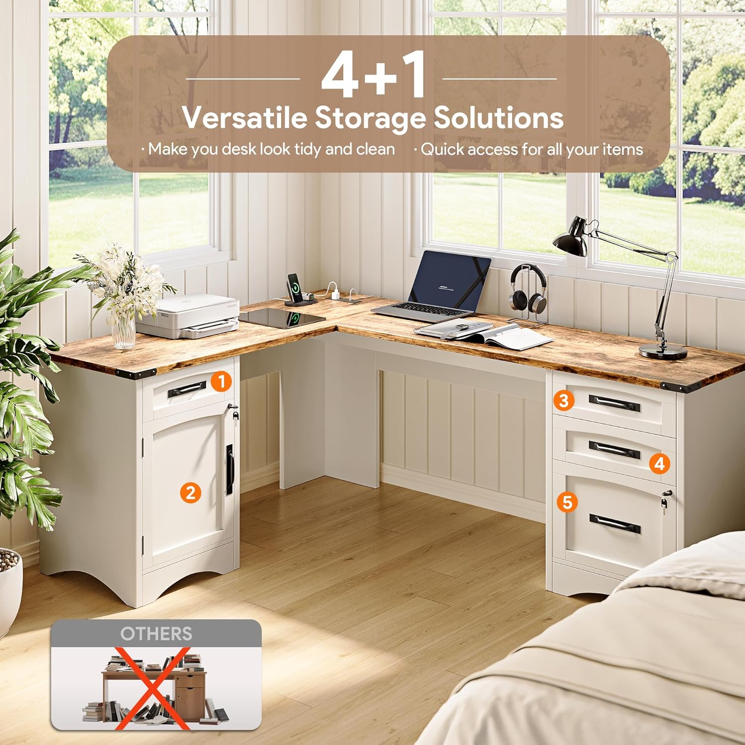 L-Shaped Executive Desk with D - Home Office L Shaped Desk recensie en prijs