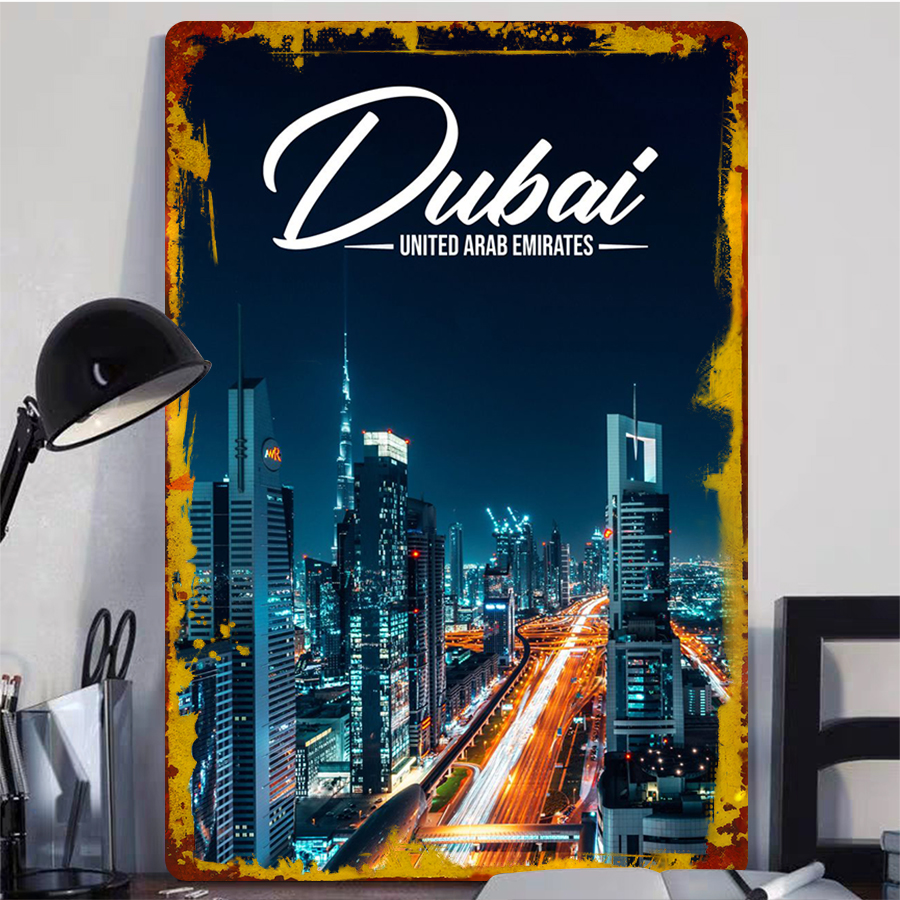 Dubai Skyline Night View Metal - Home Office Dubai recensie en prijs