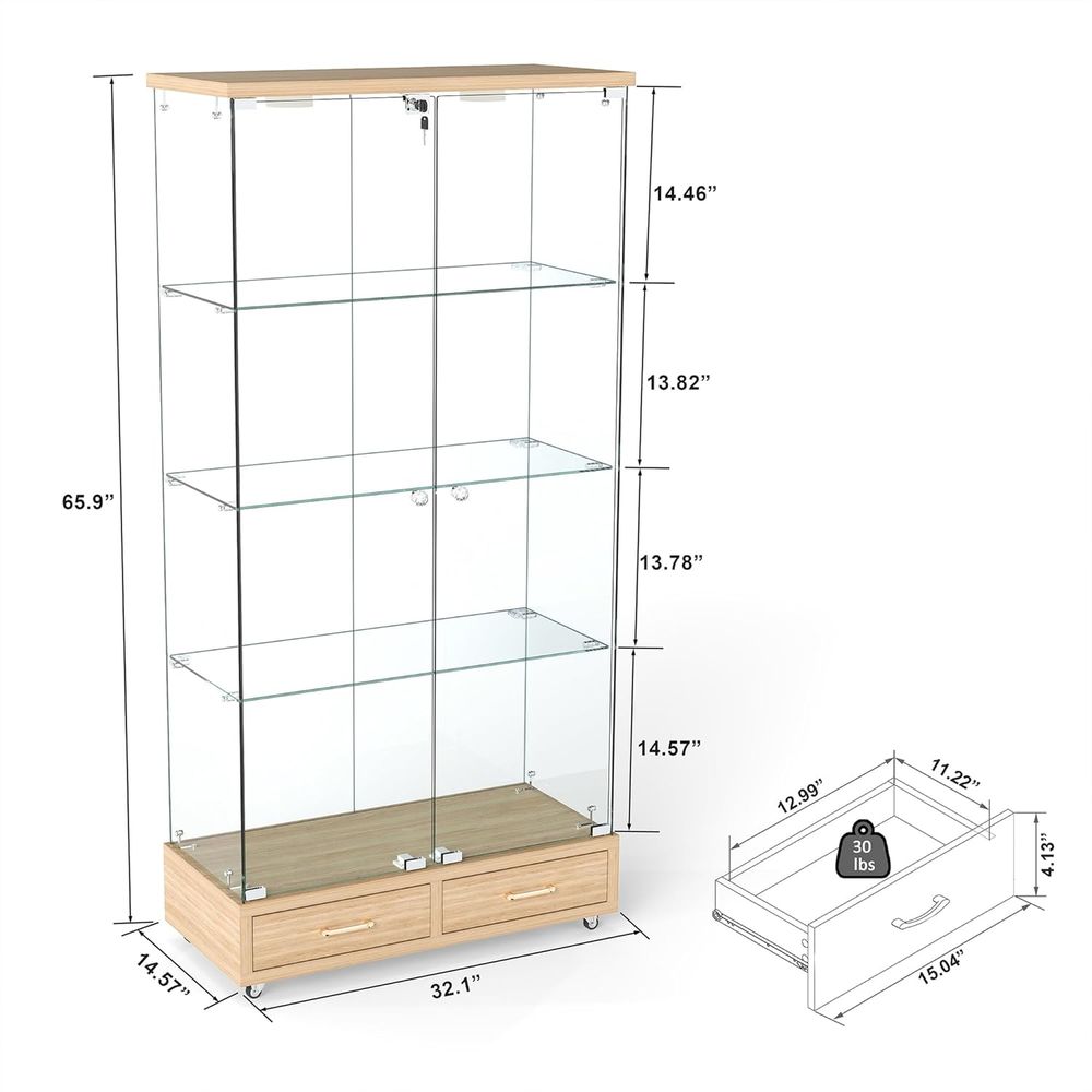 4-Tier Glass Cabinet with LED  - Home Office Or recensie en prijs