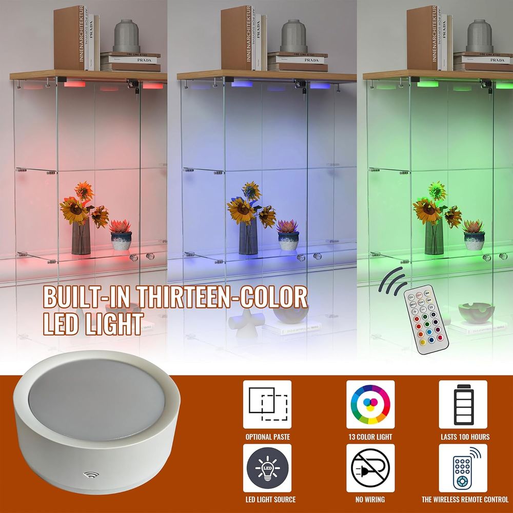 4-Tier Glass Cabinet with LED  - Home Office Or recensie en prijs