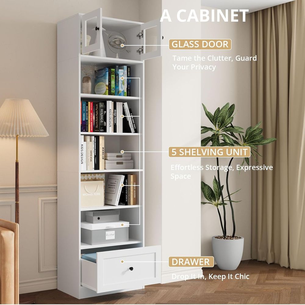 7-Tier Glass Door Bookcase, 85 - Home Office Or recensie en prijs