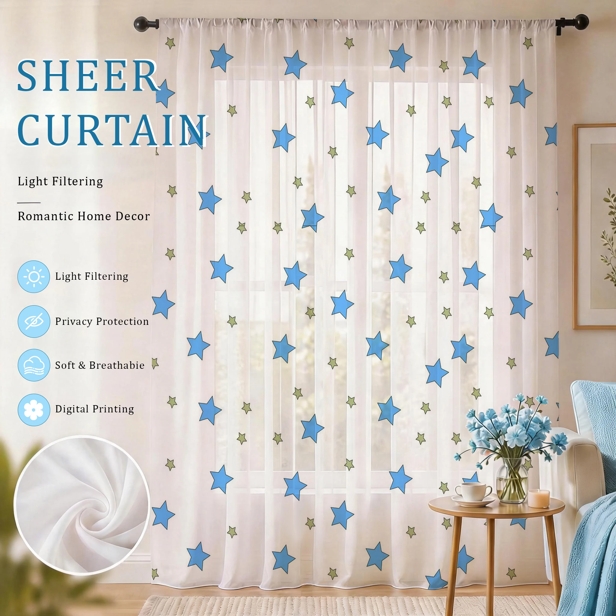 Blue Star Modern Gradient Shee - Home Office With Plants recensie en prijs