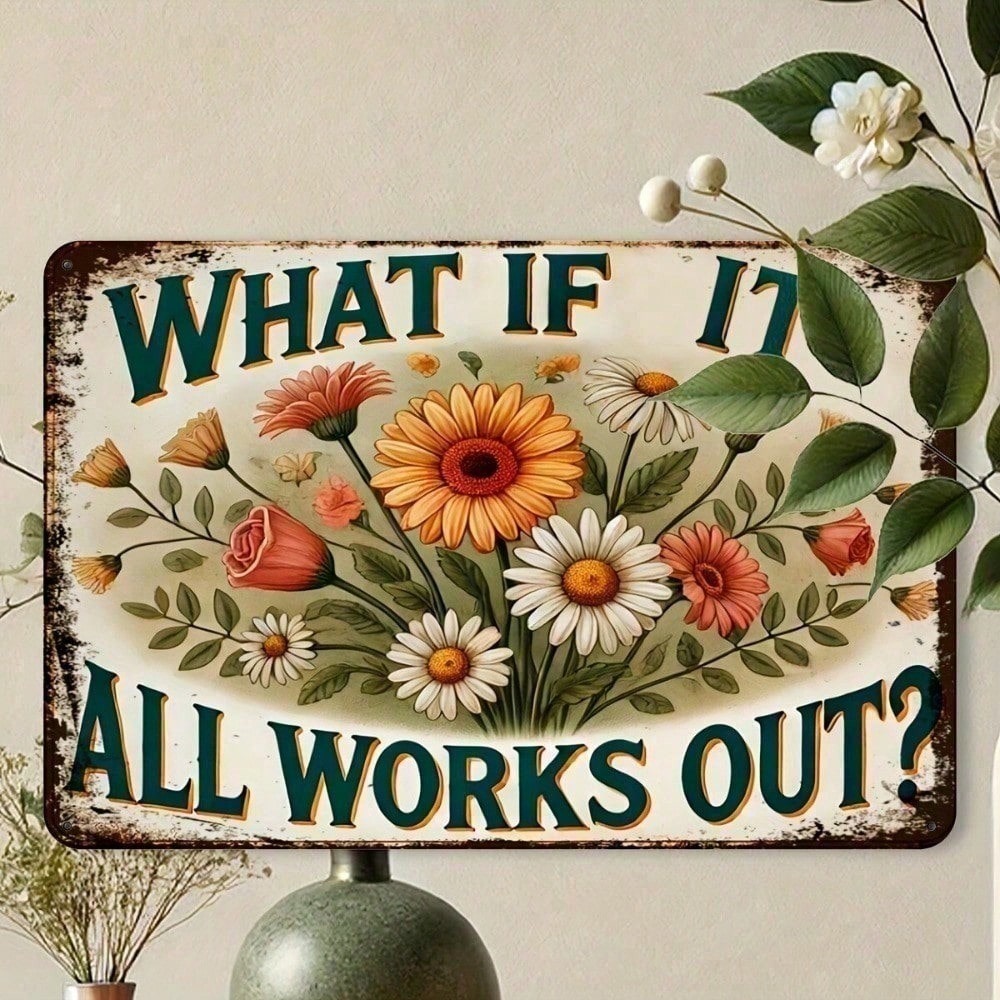 Vintage Floral Metal Tin Sign  - Home Office What Is It recensie en prijs